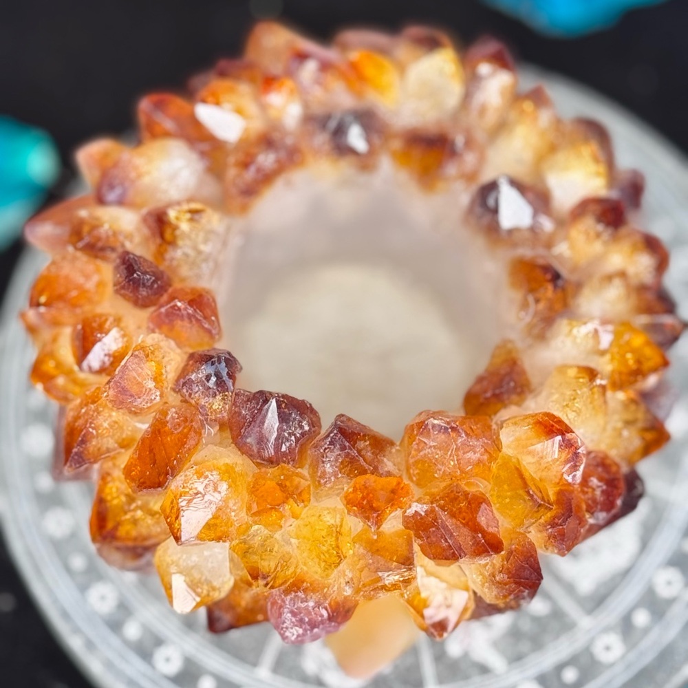 Natural Citrine Point Crystal Candle or Sphere Holder Brazil Statement Display - Picture 2 of 16